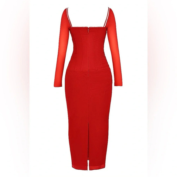 House of CB Katarina Scarlet Long Sleeve Maxi Dress - Picture 4 of 14